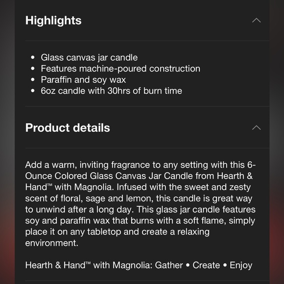 Hearth&Hand with Magnolia soy blend candle 6 oz - Picture 4 of 5